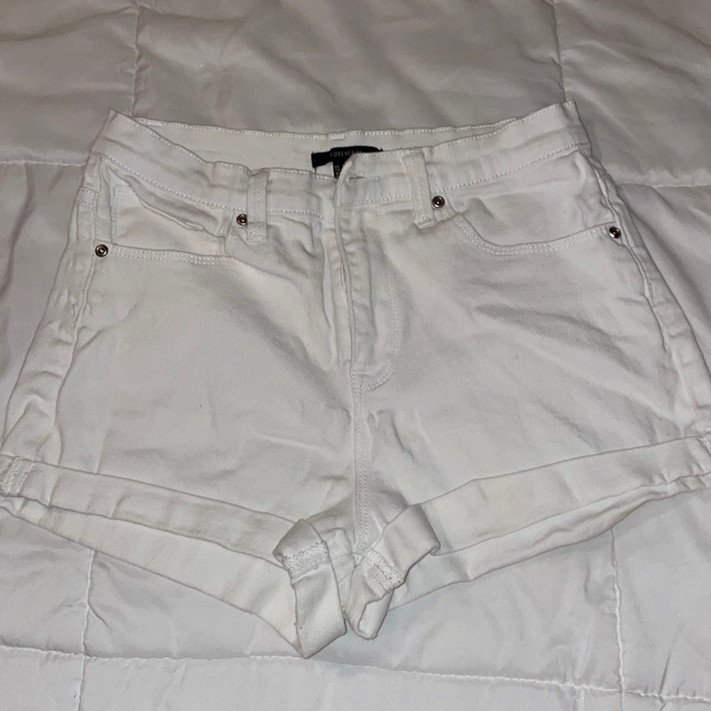 forever 21 white jean shorts